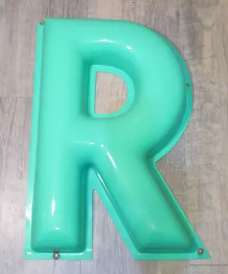 Vintage Large Big Plastic Green  R  Letter Wall Mount Letter 18 3/4  X 13  • $19.95