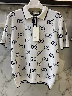 Men's Gucci GG Monogram Polo Shirt - White Size XL • $295