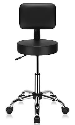 Bonnlo Hydraulic Gas Lift Rolling Adjustable Salon Chair Stool With Backrest 2pc • £14.90
