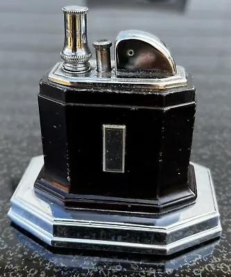 Vintage 1940s Ronson Touch Tip Table Top Enamel Brown Cigarette Lighter & Wand • $249.99