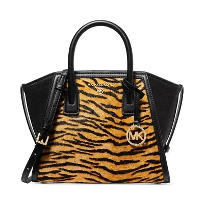 Michael Michael Kors Tiger Print Calf Hair Avril Top Zip Satchel  MSRP 378$ • $127.20