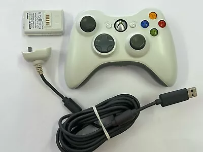 Genuine White Xbox 360 Wireless Controller - W Charge Cord - TESTED • $29.50