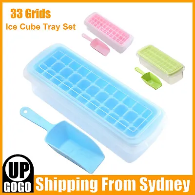 33 Grids Ice Cube Tray Mould With Lid And Storage Box Scoop Set Maker Ice Cube   • $13.68