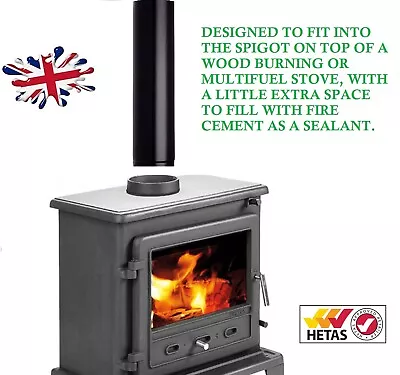 5 Inch Stove Flue Pipe 5  & 6 Inch 125mm 150mm Black Steel Flue Pipe Multifuel • £41.99