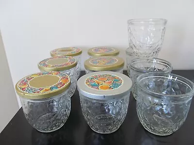 VTG Ball Jelly Jar Quilted Crystal W/ Metal Lids Flowers & Fruit Lot-10 • $20.25