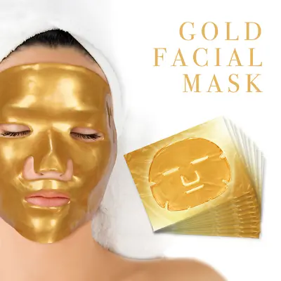 COLLAGEN FACE MASK Gold Beauty New Crystal 24K Gold Gel Sheet Hyaluronic Acid • £3.14