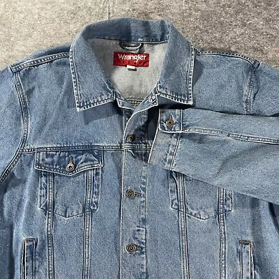 Vintage Wrangler Hero Denim Trucker Jacket Men's XXL 90s Retro Y2K Light Wash • $27.95