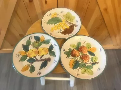 PV (3) Hand-Painted Fruit Plates ITALY Grapes Fruits 06113 • $15