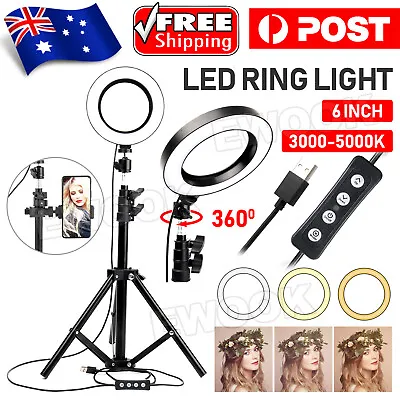 6  Selfie LED Ring Light With Tripod Stand For Phone Live Stream Makeup Desktop • $18.95