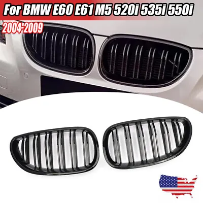 For 2003-2010 BMW E60 E61 5 Series M5 Gloss Black Front Hood Kidney Grille Grill • $28.99