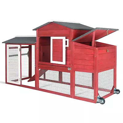 PetsCosset Chicken Coop Tractor Poultry House Outdoor With Nesting Box Red • $199.99