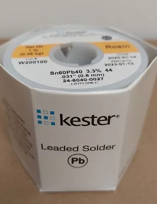 New Kester Solder 24-6040-0027/ #44 Rosin / Sn60pb40/ .031  / 3.3%  • $35