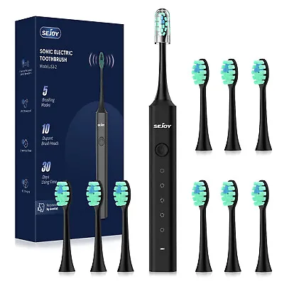 Sonic Electric Toothbrushes USB Rechargeable Power Toothbrush With 10Brush Heads • $25.19