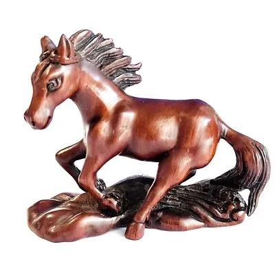 £47.99 • Buy F028 - 30 Years Old 2  Hand Carved Ebony Ironwood Netsuke - Handsome Horse