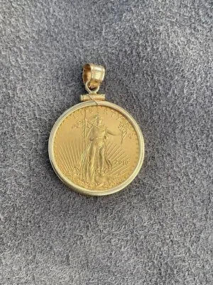 American Eagle Coin Liberty Pendant 14k Yellow Gold Plated Silver Free Chain • $295.58