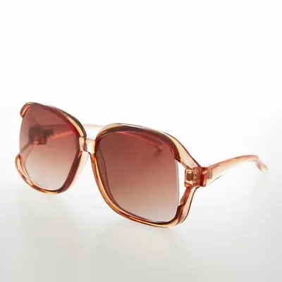 Oversized Women's Vintage Sunglass Peach / Brown Lens - Ibiza • $40