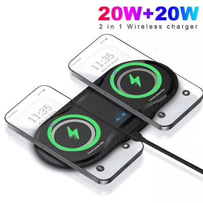 40W 2in1 Wireless Charger Dual Mat Pad For Apple Air Pods IPhone Samsung Android • $22.99