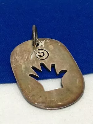 Vintage MEXICO Solid .925 Sterling Silver PIERCED CUT OUT HAND Modernist Pendant • $39.95