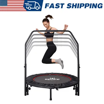 48  Fitness Mini Trampoline For Adults Indoor Exercise Rebounder With Handle Bar • $89.99