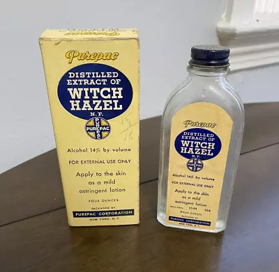 Vintage Purepac Distilled Extract Of Witch Hazel. Skin Lotion For Irritated Skin • $20