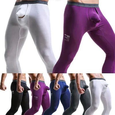UK Men's Stretch Smooth Underwear Long Johns Pants Thermal Bulge Pouch Legging • £7.30
