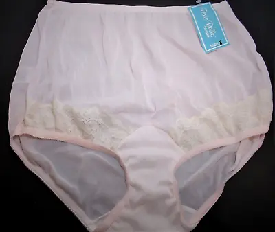 Vintage Panties - Dixie Belle Lingerie 100% Nylon Front Lace Pink Panty Brief 6 • $36.99