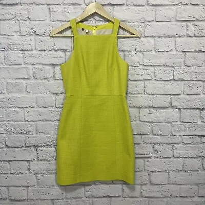 Tibi 0 Dress Green Yellow Sheath Sleeveless Mini 100% Cotton Tweed Womens READ  • $24.99