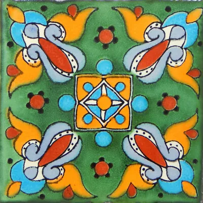 Mexican Tile Folk Art Handmade Talavera Backsplash Handpainted Mosaic # C263 • $1.79