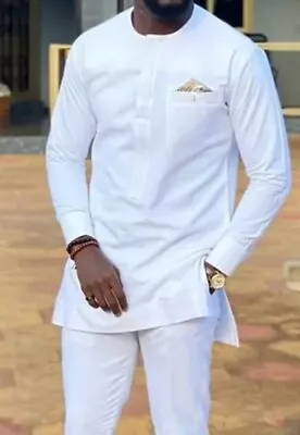 £101.27 • Buy White African Traditional Wear |kaftan African Men Shirt And Down|dashiki Mens 