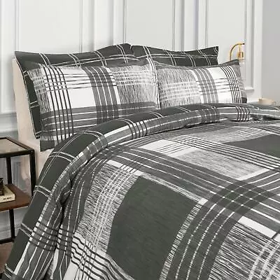 Check Duvet Cover Set Quilt Reversible Tartan Bedding Single Double King Size • £12.99