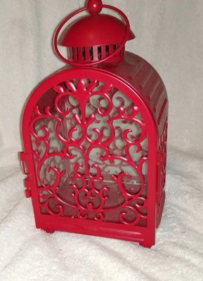 $14.77 • Buy Metal Outdoor Lantern IKEA Red   GOTTGЁRA  Arch Top  vine Leaf  Screen RARE 