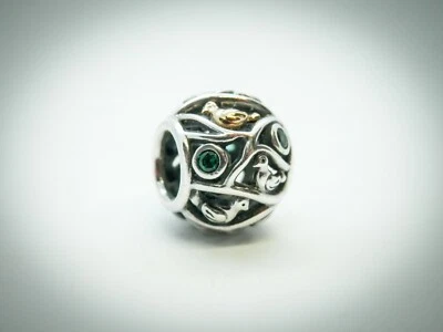$119 • Buy Genuine Pandora Stg Sil & 14ct Gold Birds Of A Feather Charm Green CZ 791213CZN