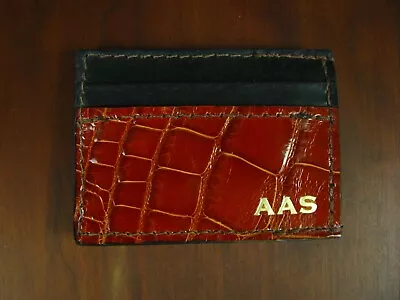 Glossy Cognac Genuine American Alligator Money Clip Wallet Made In USA • $32.95