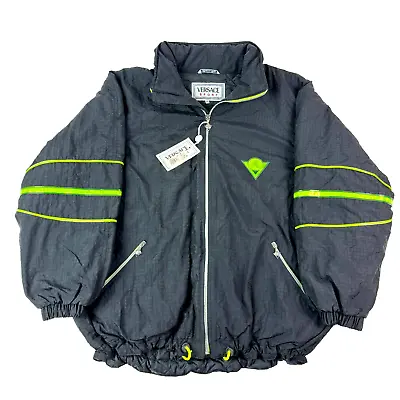 Versace Sport Mens Riptest Sample Jacket 304326 Hidden Hood Italy Black Size 52 • $1388