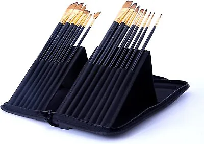 15PCS Artist Paint Brushes Set With Travel Case For Acrylic Oil Gouache Water Co • £12.99