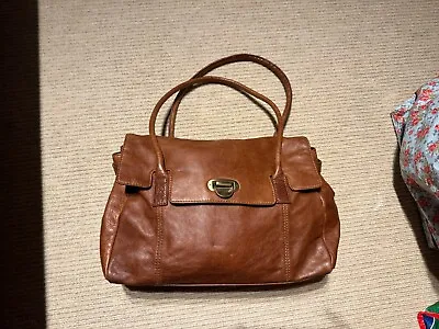 Autograph Brown Leather Handbag Underarm Hobo Duffle M & S Bag • £23.99