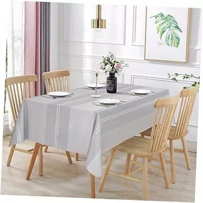  100% Waterproof Rectangle PVC Tablecloth Vinyl Table 60X102IN Light Grey • $42.30