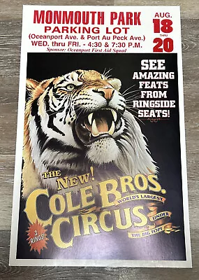Vintage Cole Bros Circus 14x22 Sign Hard Poster Monmouth Park • $25.29