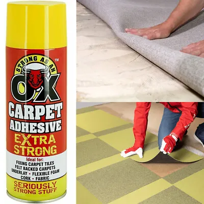 500ML Carpet Adhesive Spray Glue Heavy Duty Vinyl Carpets Fabric Flooring Tiles • £10.41