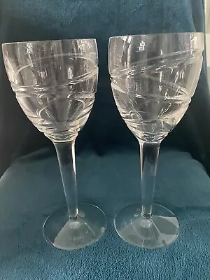 2 Waterford Crystal  Aura  Wine Glasses By Jasper Conran Immaculate Cond 9  Tall • £85