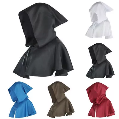 Halloween Cosplay Death Cape Short Hooded Cloak Wizard Witch Medieval Cape` • £12.99