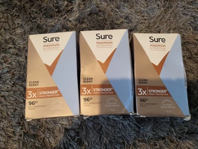 £22.50 • Buy Sure 3 X Pack Women Maximum Protection Anti Perspirant Deodorant Cream Pro Max 