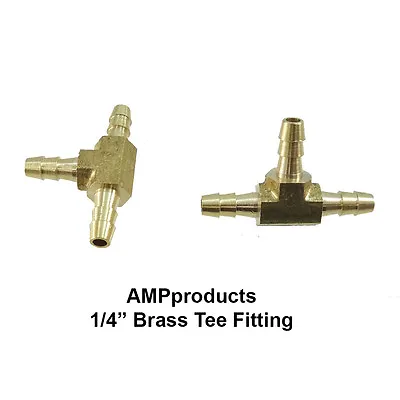 1pc Brass T Barbed Tee Fitting 1/4 Hose Air Water Fuel Boat Forged Quality • $6.99