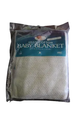 VTG Owen White 100% Cotton Weave Thermal Baby Blanket 36  X 50  USA NOS Sealed • $54.99