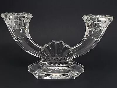 $29 • Buy VAL ST LAMBERT Signed Art Deco Double Arm Crystal Candlestick Candelabra