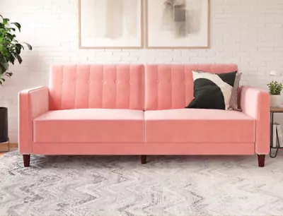 Vintage Tufted Velvet Split Back Futon Sofa Bed Couch Loveseat Sleeper • $200