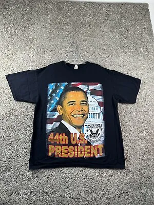 Barack Obama Shirt Mens 2XL Black Big Portrait Print 44th President Short Sleeve • $13.99