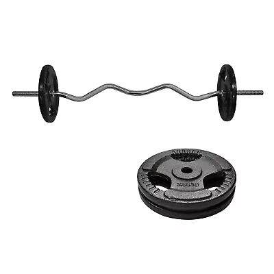 20kg Ez Grip Curl Barbell Weight Set - 120cm Curl Bar + 15kg Iron Weight Plates • $91.47