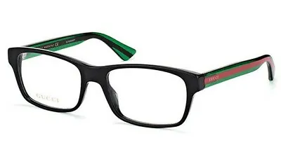 $199.95 • Buy $400 GUCCI EyeGlasses Square Black Green Red Stripe Full Rim Frame GG 0006O 002