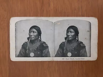 Antique Stereoview Card Black Hawk Apache Chief & Washington's Grave Mt Vernon • $15